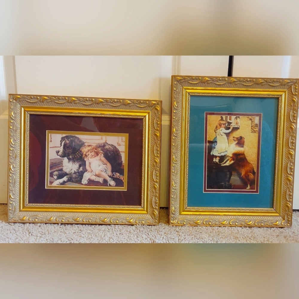 Set of 2 Vintage Framed Prints "Companions" & "A Secret Place"